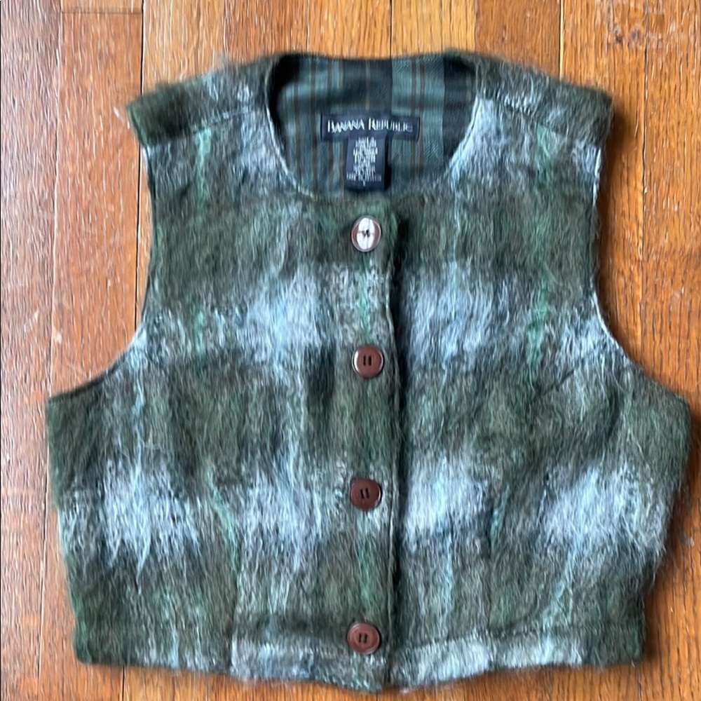 Banana Republic Plaid Wool and Mohair Blend Vest